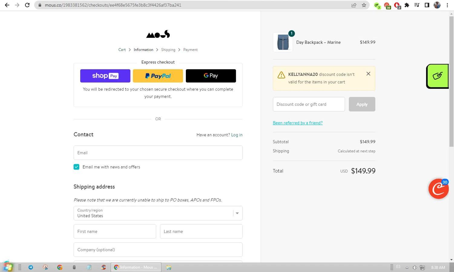 How to apply Mous coupon code
